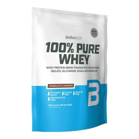 Paquet de Whey protéine pure saveur chocolat.