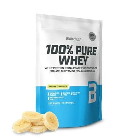 Poudre de protéine whey saveur banane BioTechUSA.