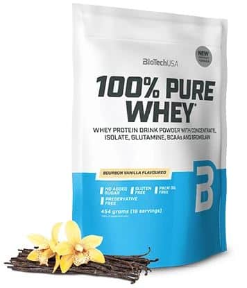 Protéine whey pure vanille sans sucre ajouté.