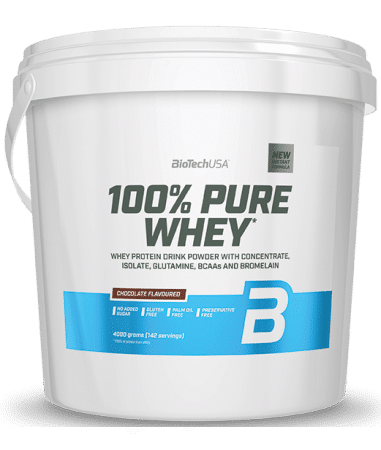 Pot de protéine Whey pure, BiotechUSA, chocolat.