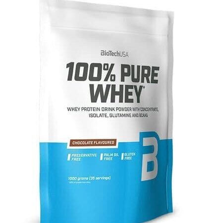 Poudre de protéine de lactosérum saveur chocolat.