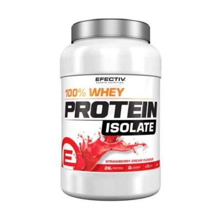 Pot de protéine whey isolat, arôme fraise.