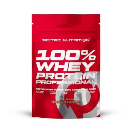 Paquet de protéine whey chocolat Scitec Nutrition.
