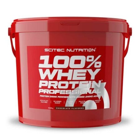 Pot de protéine whey chocolat Scitec Nutrition.