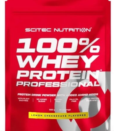 Poudre protéinée Whey goût cheesecake citron.