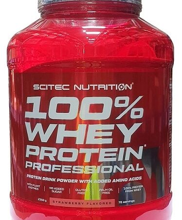 Pot de protéine whey, fraise, Scitec Nutrition.