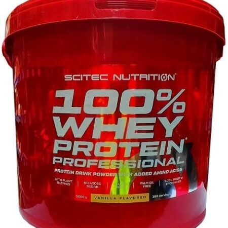 Pot de protéine whey vanille Scitec Nutrition.