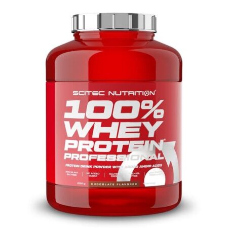 Pot de protéine whey chocolat Scitec Nutrition.