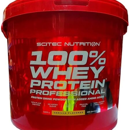 Pot de protéine whey vanille Scitec Nutrition.