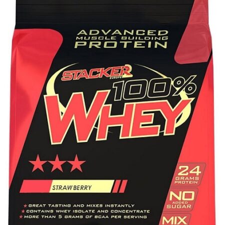 Protéine whey fraise pour musculation sans sucre.