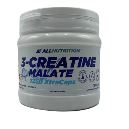 Pot de créatine malate supplément alimentaire.