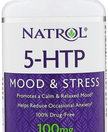 Flacon Natrol 5-HTP, complément alimentaire, anti-stress.