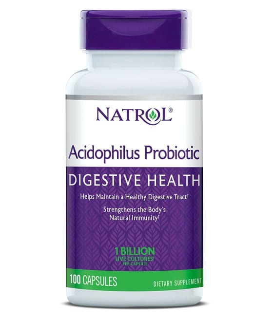 Complément probiotique Acidophilus Natrol, santé digestive.