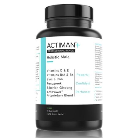 Complément alimentaire ACTIMAN+ pour hommes, vitamines et végan.