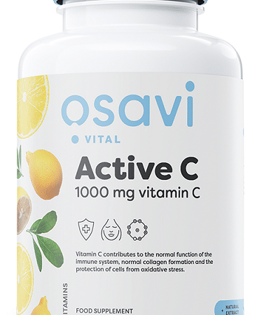 Flacon de vitamine C Active 1000 mg, complément alimentaire.