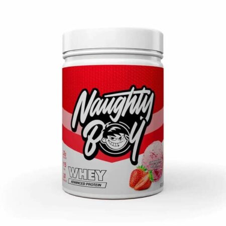 Pot de protéine Whey, fraise, Naughty Boy.