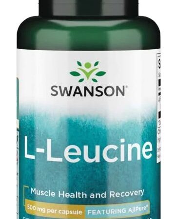 Bouteille de supplément L-Leucine Swanson santé musculaire.