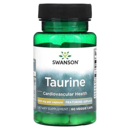Flacon Swanson Taurine, complément alimentaire, 60 gélules.