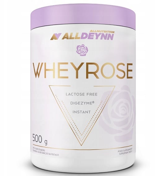 Pot de protéine Whey Rose sans lactose.