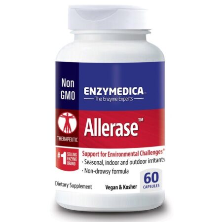 Flacon Allerase Enzymedica, complément alimentaire, 60 capsules.