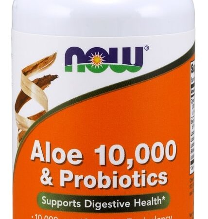 Flacon de probiotiques et aloe vera, complément alimentaire végétarien.