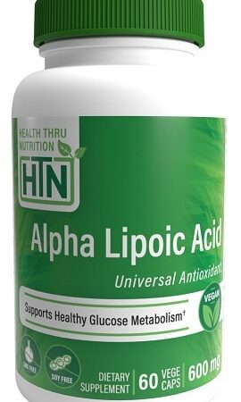 Complément d'acide alpha-lipoïque, pot vert, 60 capsules.