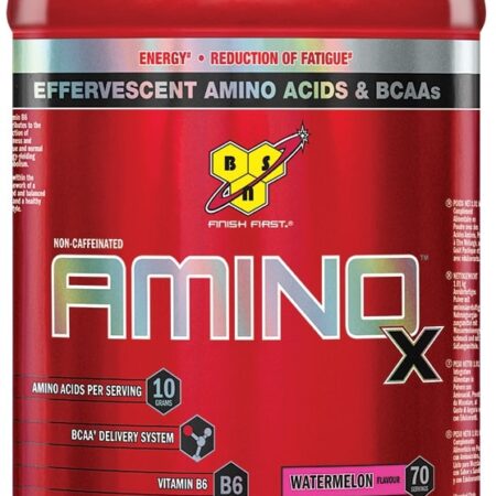 Pot de supplément acides aminés saveur pastèque.