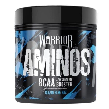 Complément BCAA Warrior Aminos, saveur Blazin Blue Raz.