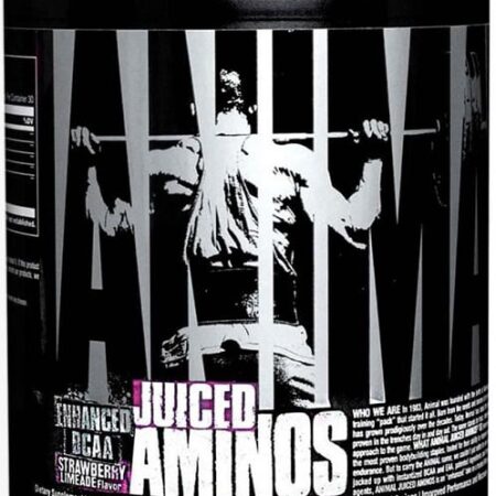 Pot de complément alimentaire pour la musculation, arôme fraise.