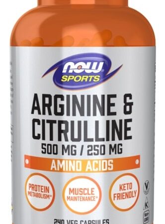 Pot de compléments alimentaires arginine et citrulline.
