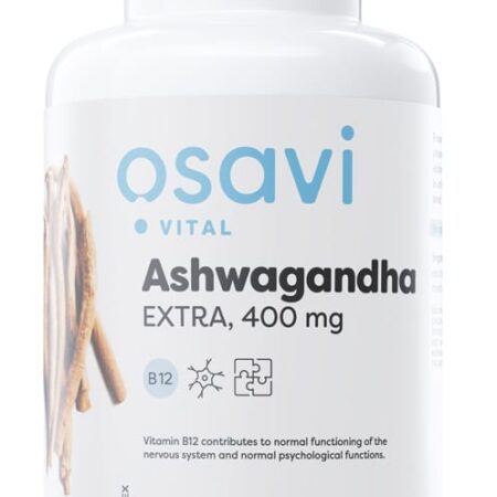 Bouteille d'ashwagandha 400 mg, complément vegan.