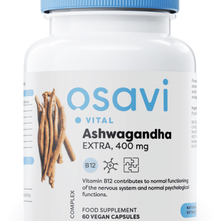 Pot de complément alimentaire Ashwagandha végan.