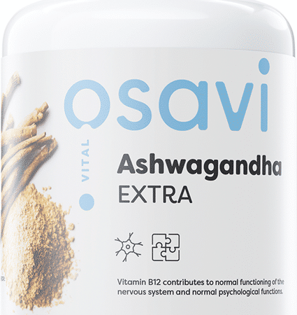 Pot de complément alimentaire Ashwagandha végan.