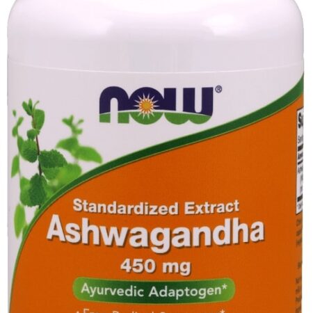 Flacon de capsules d'Ashwagandha Now.