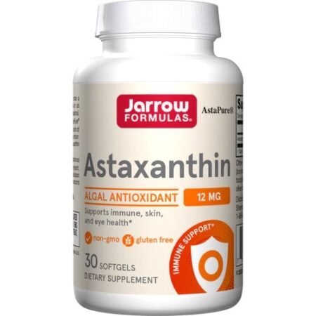Bouteille de complément alimentaire Astaxanthine Jarrow Formulas.
