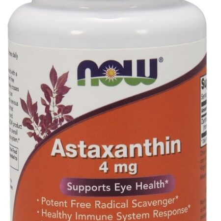 Flacon d'astaxanthine 4 mg, complément alimentaire végétarien.