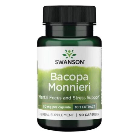 Flacon Swanson Bacopa Monnieri, complément concentration et stress.