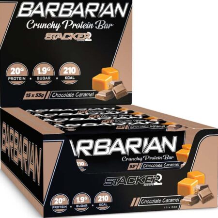 Barre protéinée BARBARIAN chocolat caramel.