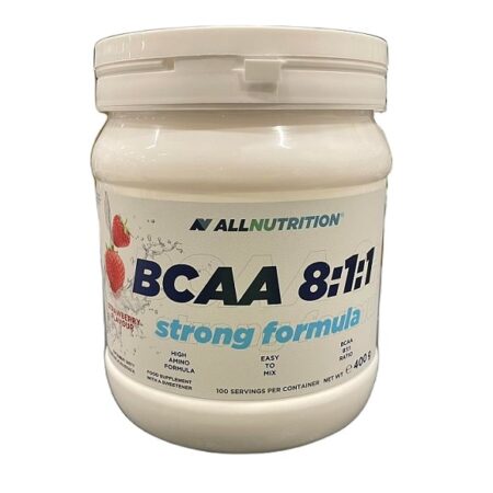 Pot de BCAA 8:1:1 fraise, complément alimentaire.