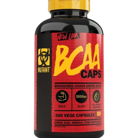 Pot de capsules BCAA pour compléments alimentaires sportifs.