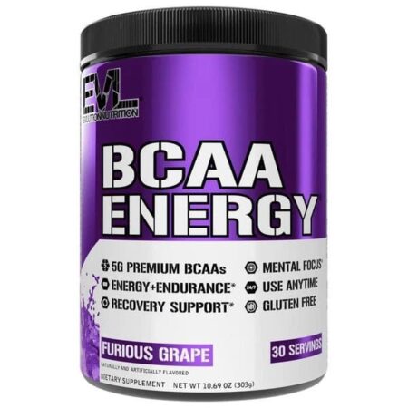 Pot de BCAA Energy saveur raisin.