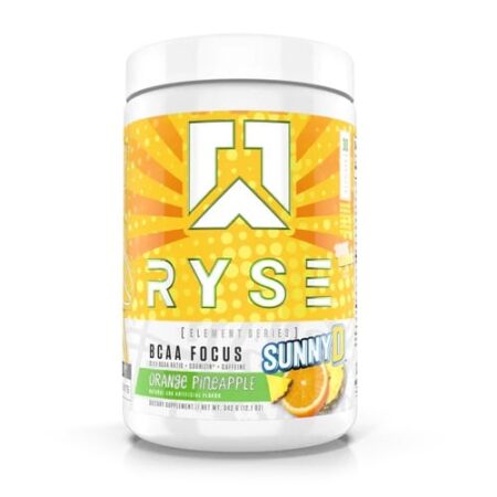 Pot de complément alimentaire RYSE saveur orange ananas.