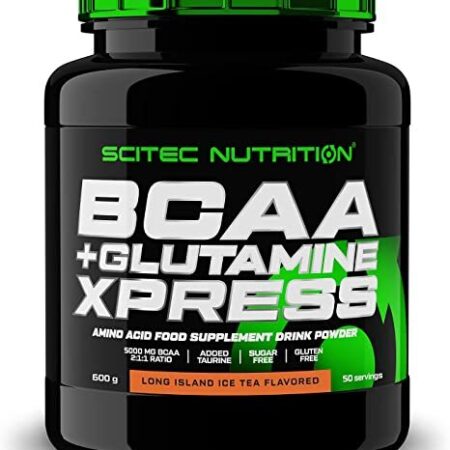 Pot de supplément BCAA et Glutamine.