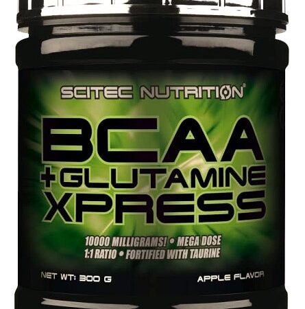 Pot de compléments BCAA et Glutamine, saveur pomme