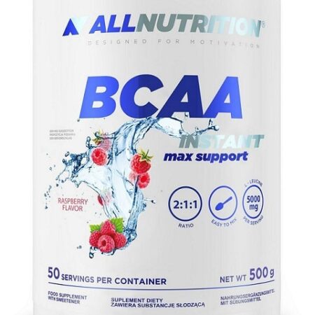 Pot de BCAA saveur framboise, complément alimentaire.