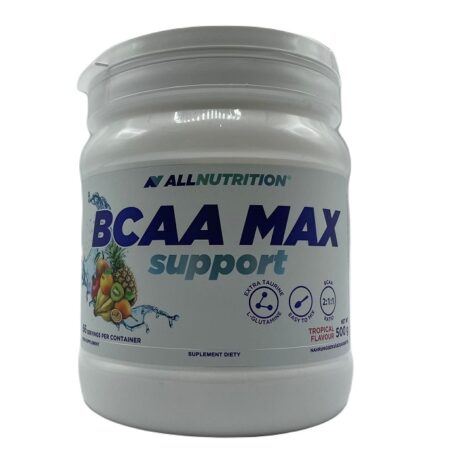 Pot de BCAA Max Support, complément alimentaire, saveur tropicale.
