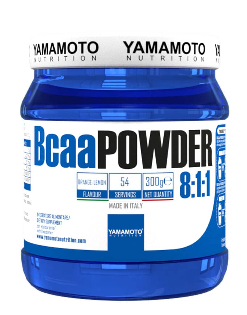 Pot de BCAA Powder Yamamoto Nutrition, complément alimentaire.