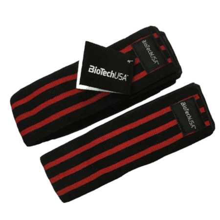 Bandes de poignets sportifs noires et rouges.