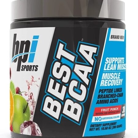 Pot de BCAA noir et bleu, compléments pour sportifs