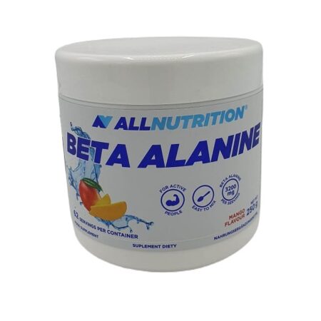 Pot de complément alimentaire bêta-alanine, saveur mangue.